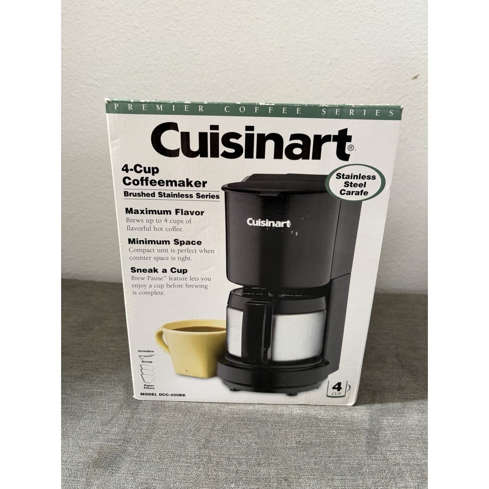 Cuisinart Premier Coffee Series 4-Cup Coffeemaker DCC-450BK Stainless Steel Pot